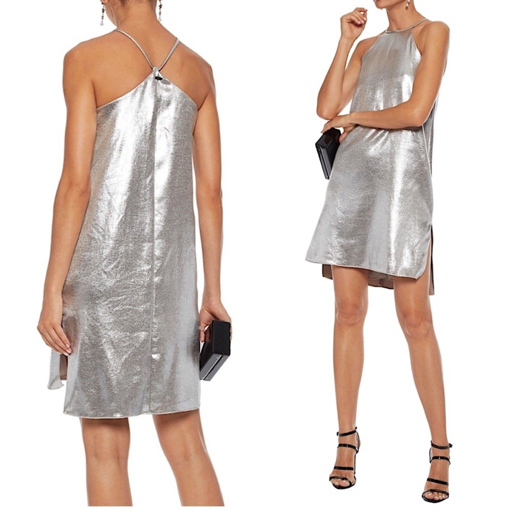 Halston Heritage Metallic Slip Dress